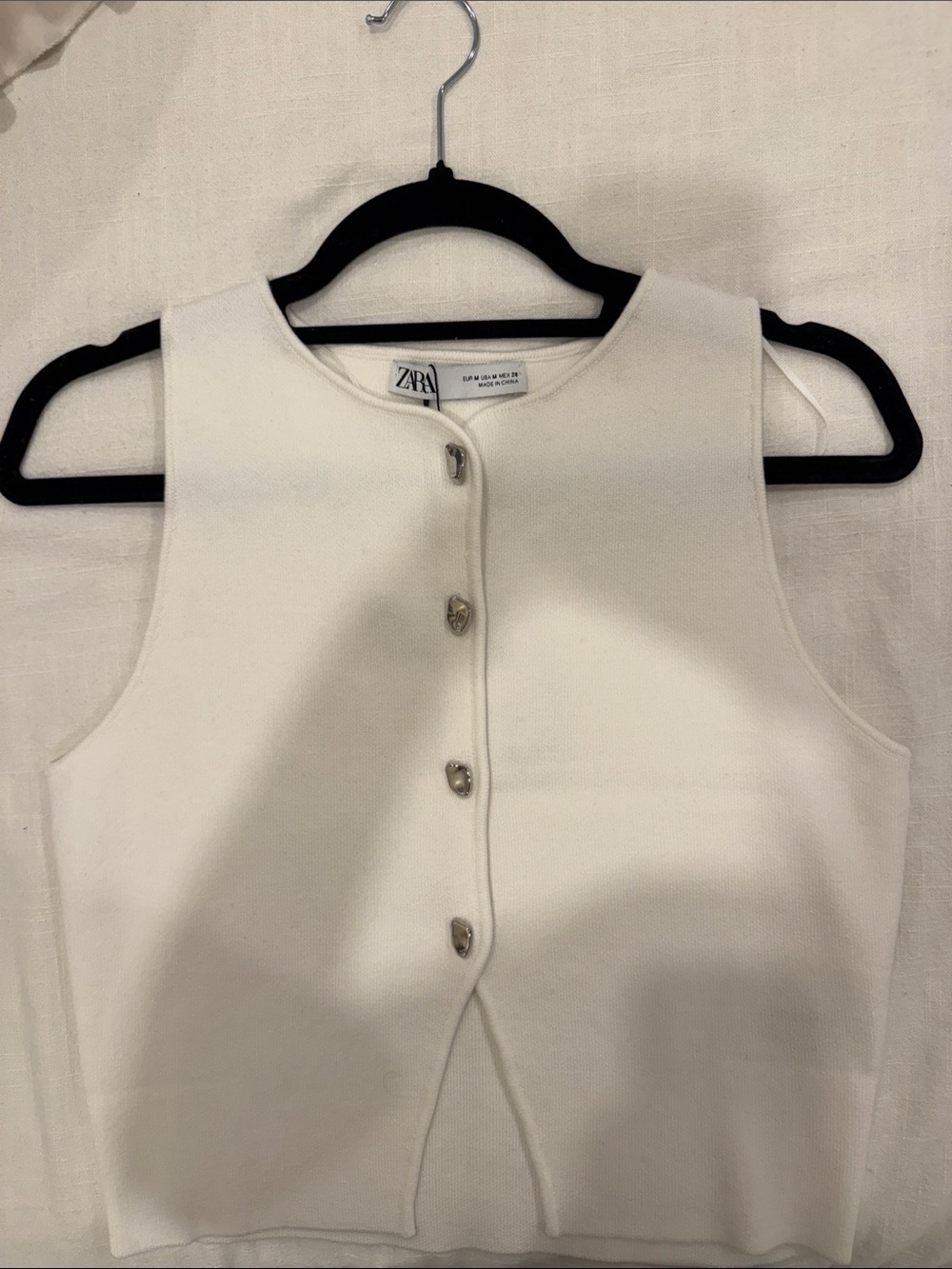 Zara Cream Button-Front Sleeveless Knit Camisole